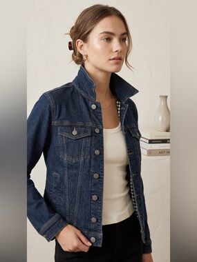 Roots Women’s Stretch Denim Jacket, Lined, Button Front, Size S